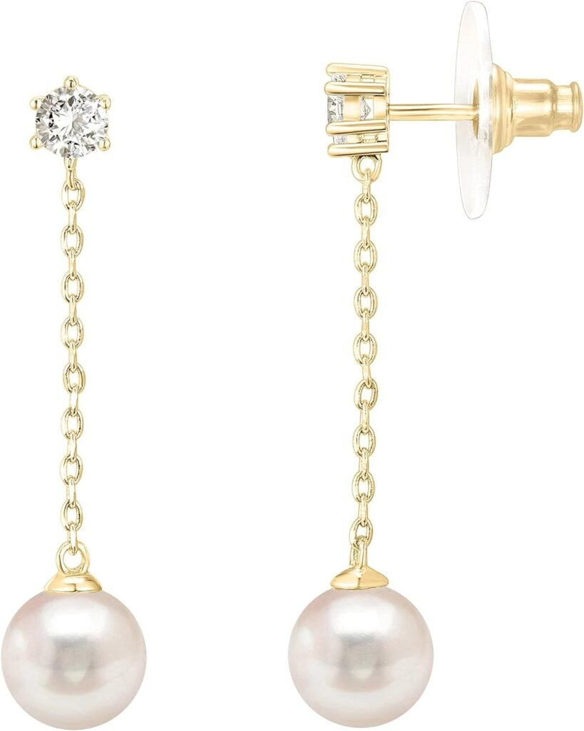 PAVOI 14k Gold Plated Sterling Silver Post Shell Pearl Drop Earrings | Pearl Earrings for Women