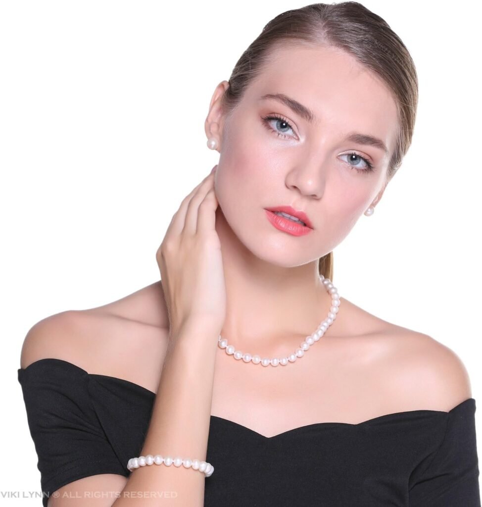 VIKI LYNN Freshwater Cultured Pearl Necklace Set Includes Stunning Bracelet and Stud Earrings Jewelry for Women