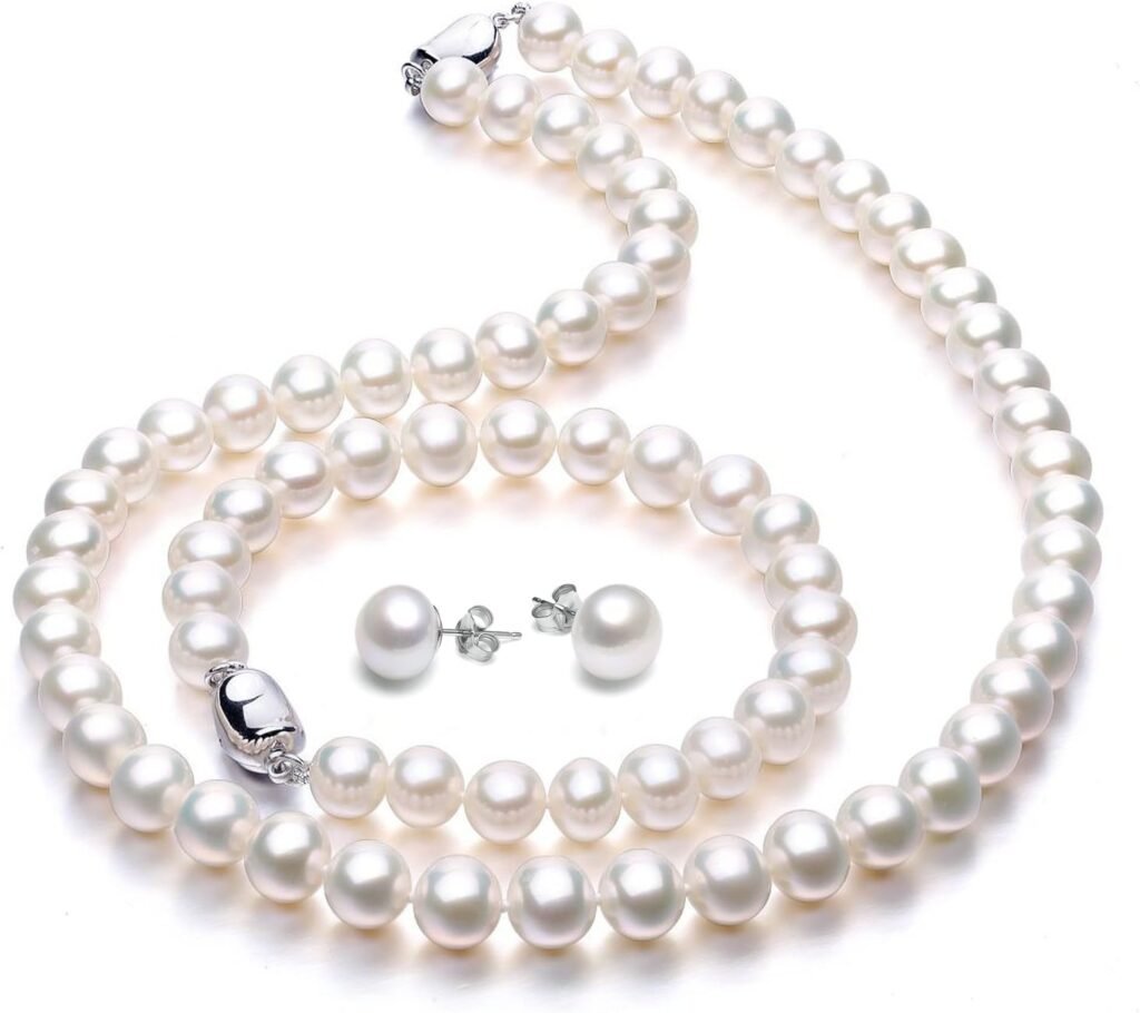 VIKI LYNN Freshwater Cultured Pearl Necklace Set Includes Stunning Bracelet and Stud Earrings Jewelry for Women