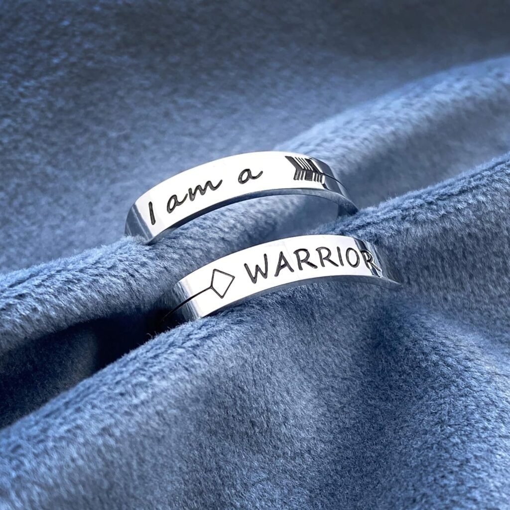 Adjustable Inspirational Keep Going Ring Stainless Steel Adjustable Never giver up Bands Cool Stacking Opening Gift for Women Statement